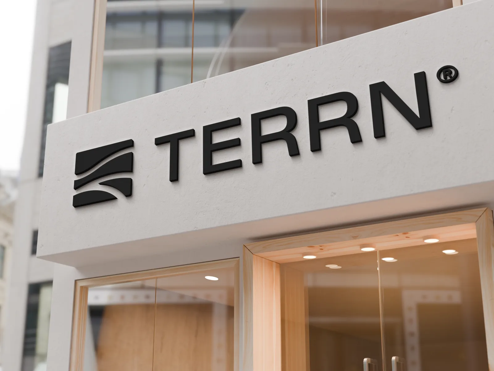 TERRN identity applied to an architectural entrance